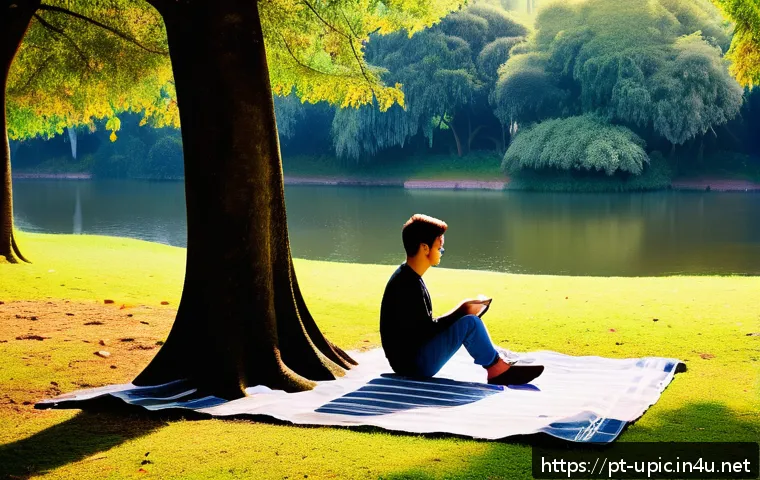 이색피크닉 조용한 장소에서의 명상 - A peaceful urban park scene in São Paulo's Ibirapuera Park featuring a secluded clearing surrounded ...